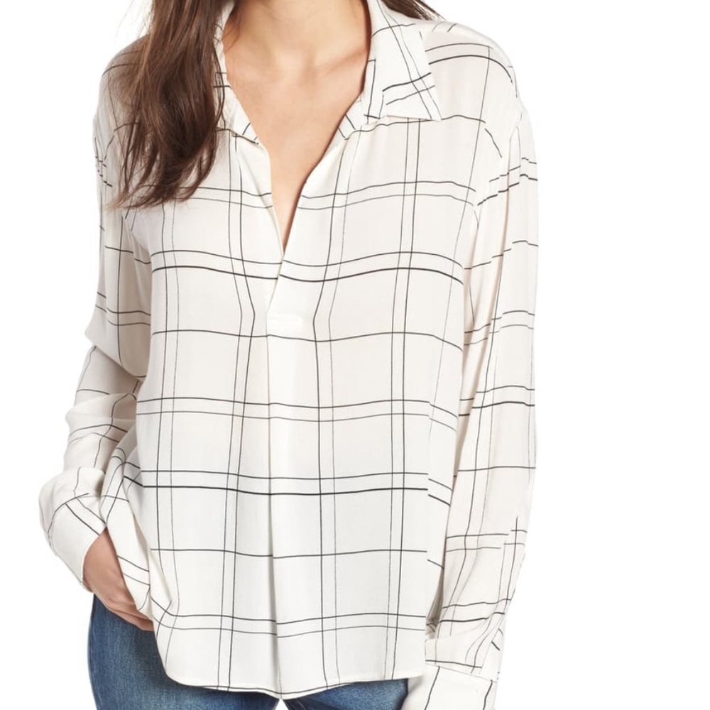 Leith Woven Shirt Black & White Windowpane XXS